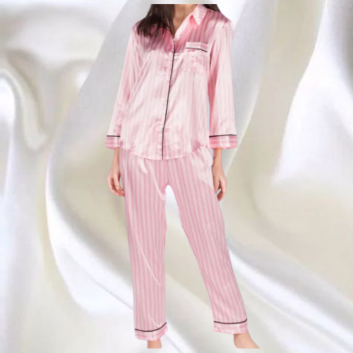 Pyjama satin personnalisé rose